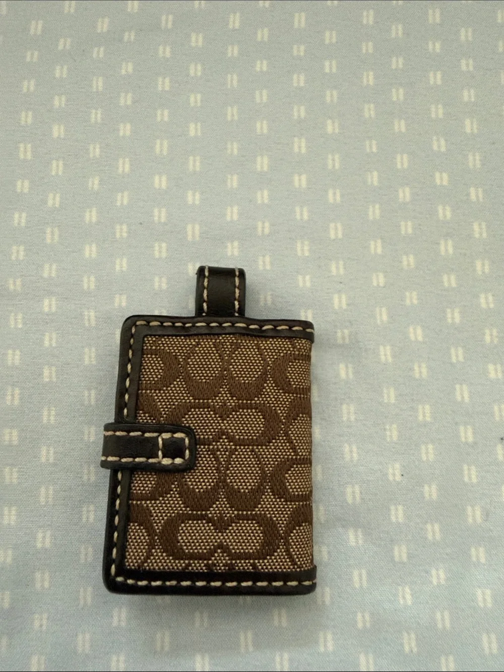 Coach Brown and Dark Brown Signature Canvas Card & Key Holder with Red Charm - Picture 3 of 5